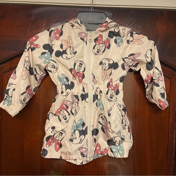 Disney Junior Minnie Mouse Girl’s Hooded Rain Jacket with Bow Size 3T Outdoors - Picture 12 of 12